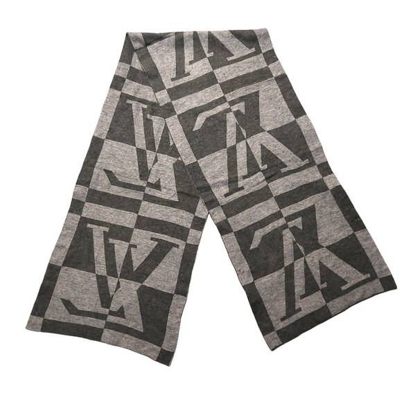 LOUIS VUITTON LV Split Dark Gray & Light Gray Scarf Pre-Owned - Picture 1 of 12